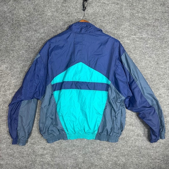 Vintage Nike Colorblock Windbreaker Jacket Men's Large Blue Teal Gray Athletic - Picture 2 of 14